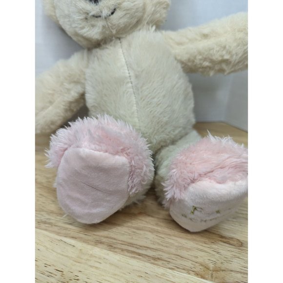 F-A-O Schwartz cream white teddy bear with branded fuzzy pink slippers 12 inch - Picture 8 of 11